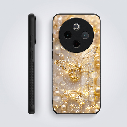 Vivo T4 5G Golden Butterfly Acrylic Glass Back Case
