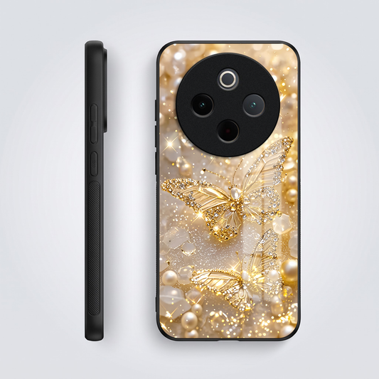 Vivo T4 5G Golden Butterfly Acrylic Glass Back Case