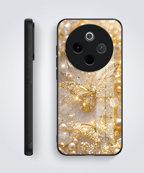 Vivo T4 5G Golden Butterfly Acrylic Glass Back Case