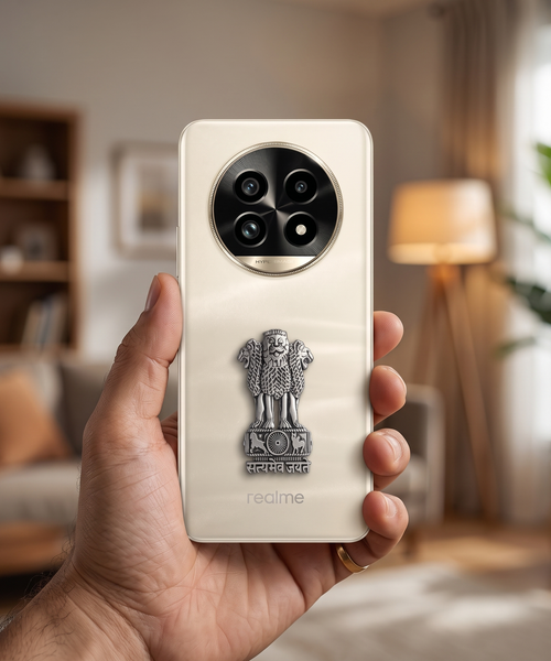 Realme 13 Pro+ 5G Compatible Satyamev Jayate 3D Metal Emblem Sticker