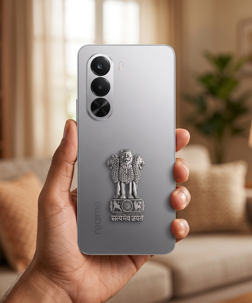 Realme P4X 5G Compatible Satyamev Jayate 3D Metal Emblem Sticker