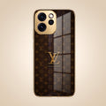 Oppo Reno 15 Pro Mini 5G LV Brown Monogram Gold Electroplated Glass Phone Back Case