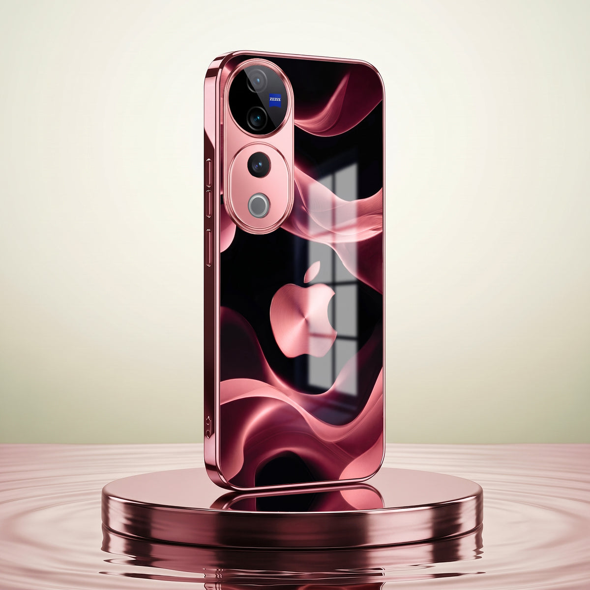 Vivo V40 Pro 5G Luxury Wave Pink Electroplated Glass Phone Back Case