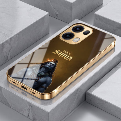 Oppo Reno 13 Pro 5G Lord Shiva Gold Electroplated Glass Phone Back Case
