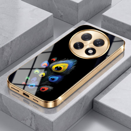 Oppo F31 Pro+ 5G Multi-Feather Peacock Gold Electroplated Glass Phone Back Case