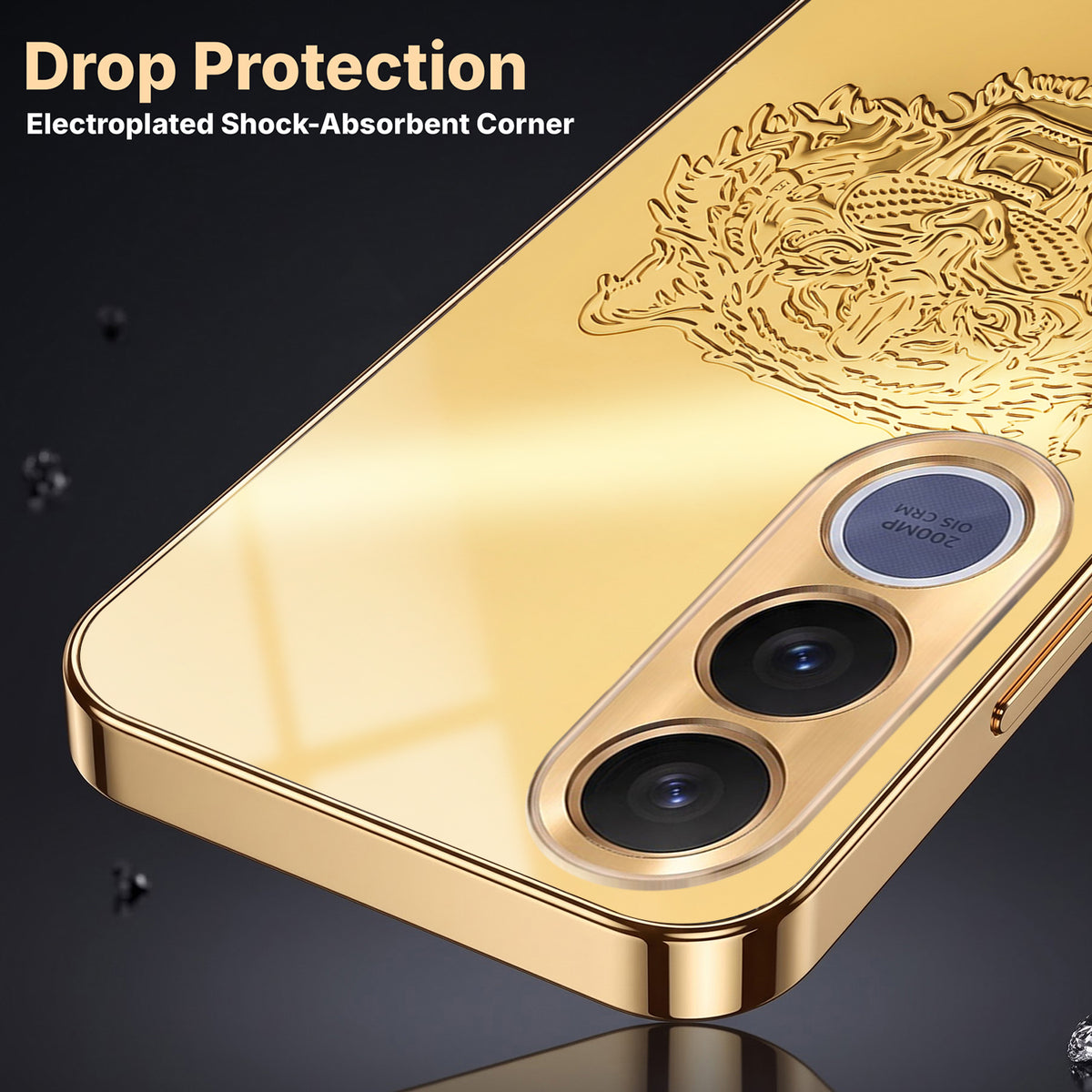 Vivo V70 FE 5G Golden Tiger Face Gold Electroplated Glass Phone Back Case