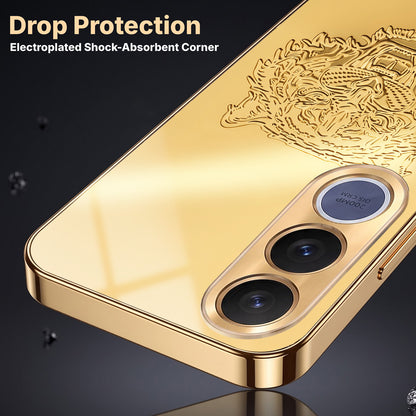 Vivo V70 FE 5G Golden Tiger Face Gold Electroplated Glass Phone Back Case