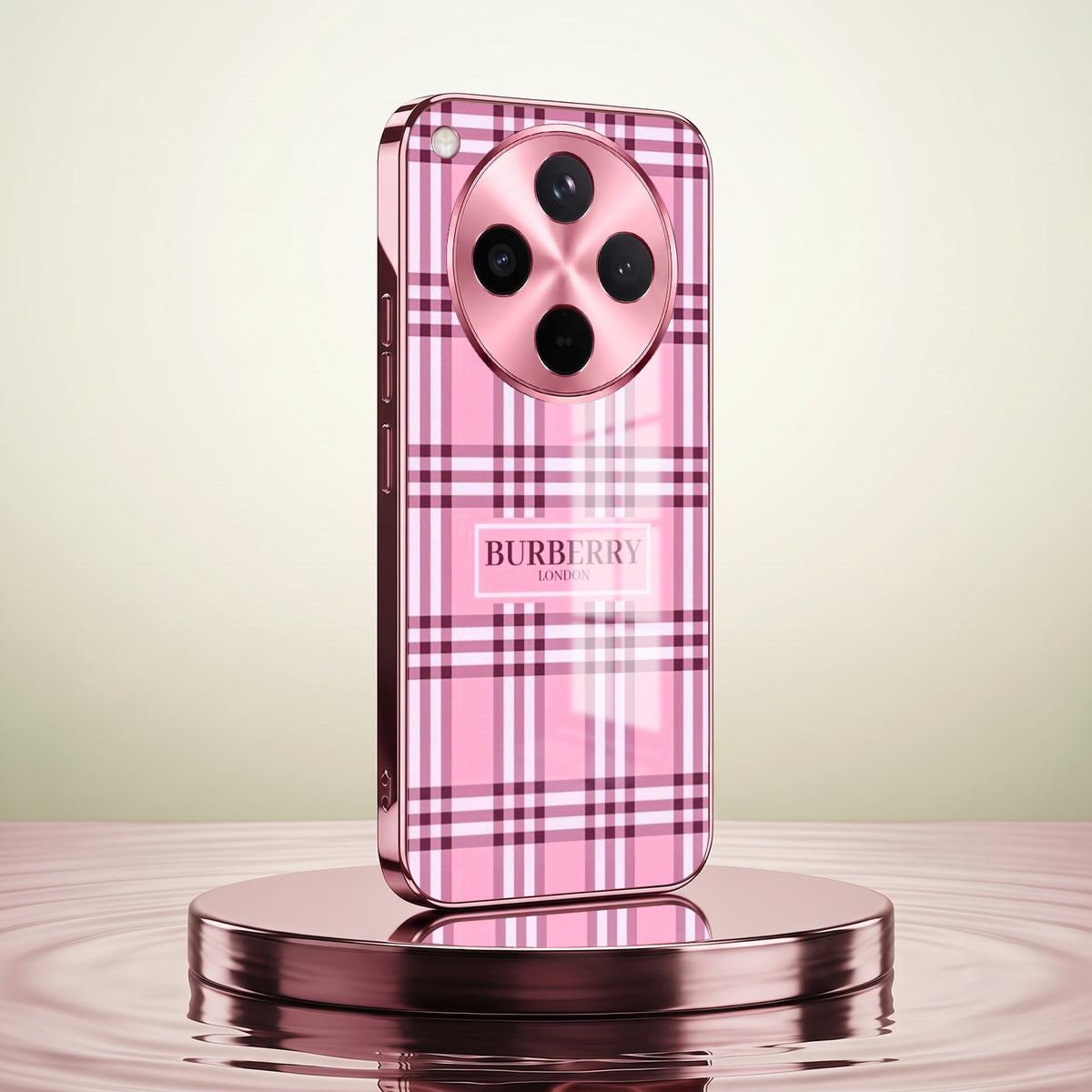 Oppo Find X8 5G Burberry Classic Pink Electroplated Glass Phone Back Case