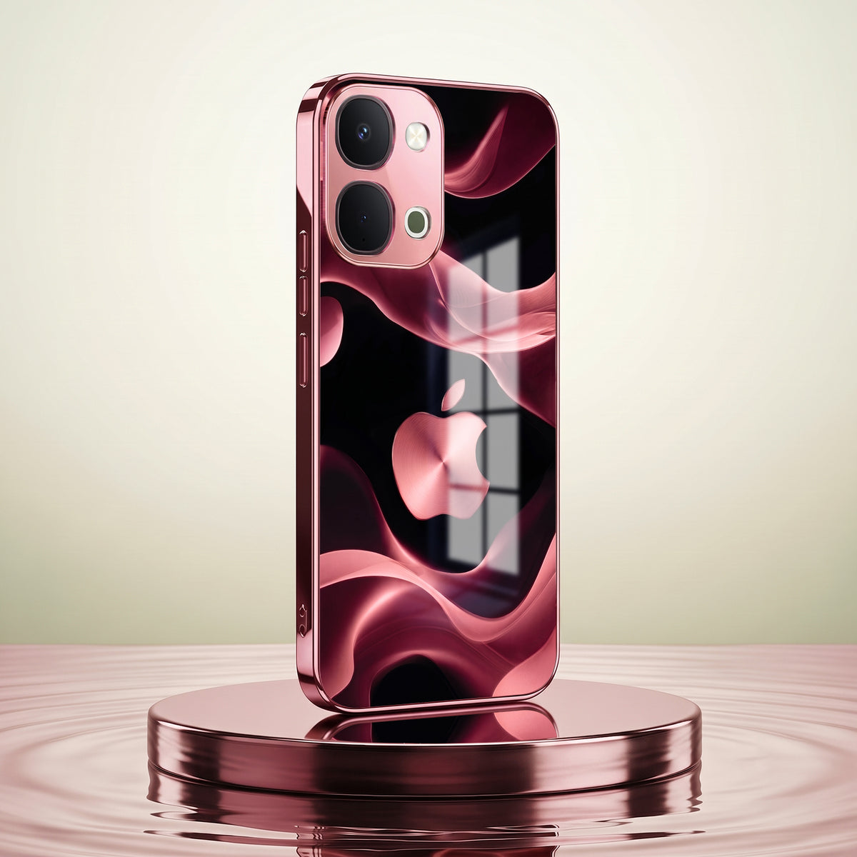 Vivo T5x 5G Luxury Wave Pink Electroplated Glass Phone Back Case
