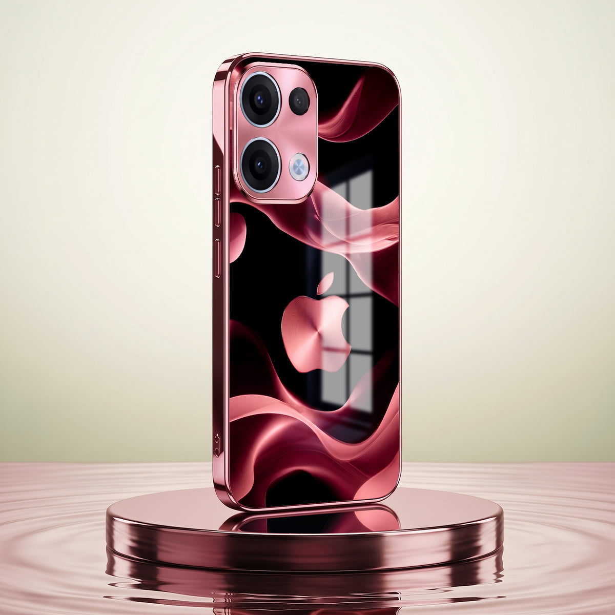 Oppo Reno 13 5G Luxury Wave Pink Electroplated Glass Phone Back Case