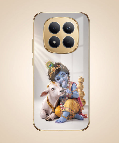 Redmi Note 15 SE 5G Bal Krishna Blessings Gold Electroplated Glass Phone Back Case