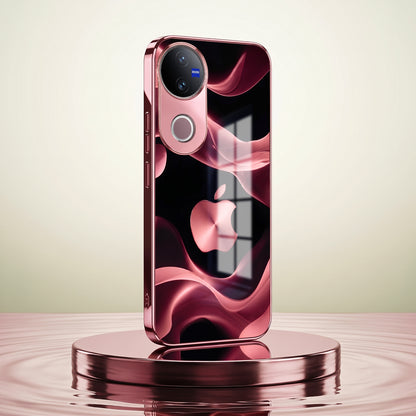 Vivo V50 5G Luxury Wave Pink Electroplated Glass Phone Back Case