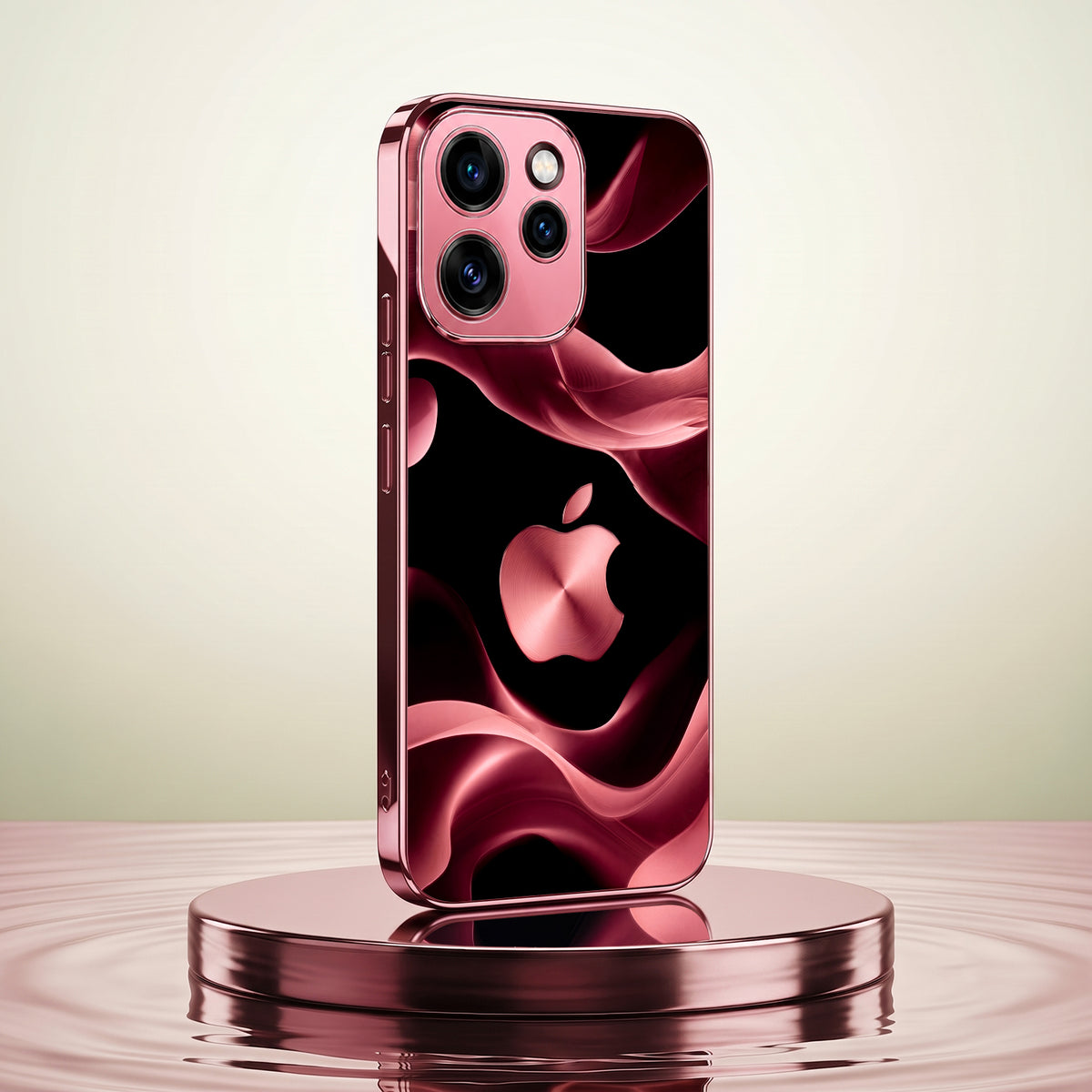 Oppo Reno 15 Pro 5G Luxury Wave Pink Electroplated Glass Phone Back Case