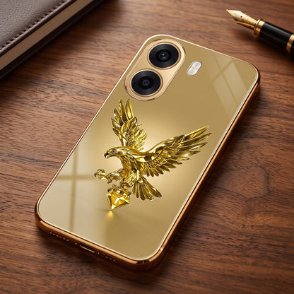 Oppo K14x 5G Golden Eagle Gold Electroplated Glass Phone Back Case