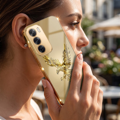 Oppo Reno 12 Pro 5G Golden Eagle Gold Electroplated Glass Phone Back Case