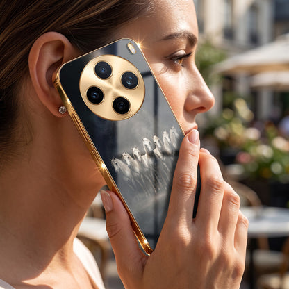 Vivo X200T 5G Running Horses Gold Electroplated Glass Phone Back Case