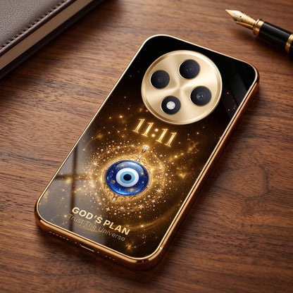 Oppo F27 5G God’s Plan Evil Eye Gold Electroplated Glass Phone Back Case