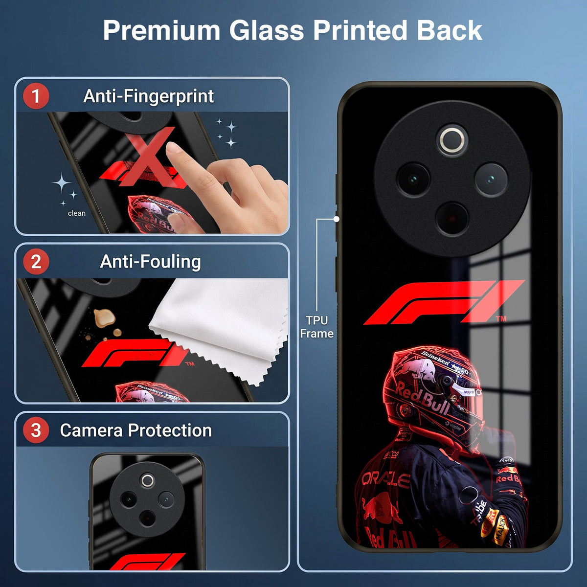 Vivo T4 5G F1 Racing Car Driver Acrylic Glass Back Case