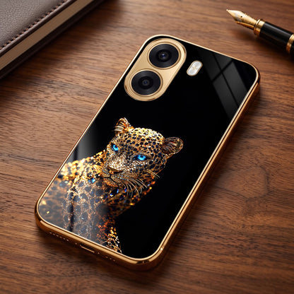Oppo K14x 5G Panther Gold Electroplated Glass Phone Back Case