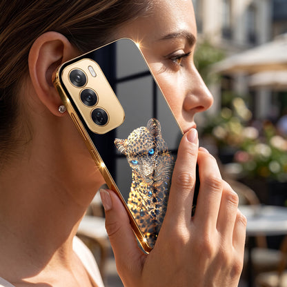 Oppo Reno 12 Pro 5G Panther Gold Electroplated Glass Phone Back Case