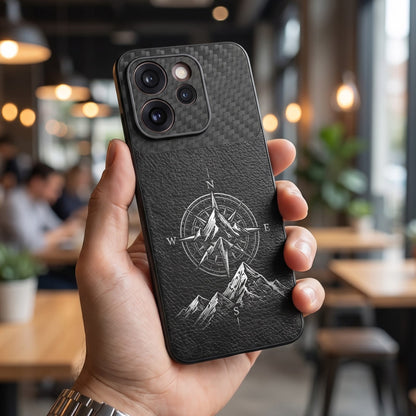 Oppo Reno 15 Pro Mini 5G Compass Carbon Fiber Leather Hybrid Back Case