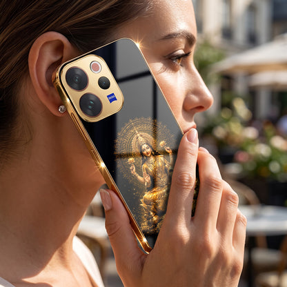 Vivo V70 5G Golden Maa Lakshmi Gold Electroplated Glass Phone Back Case