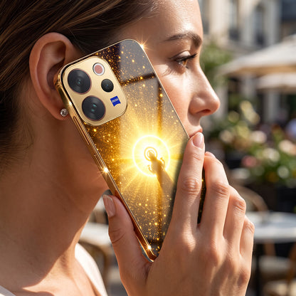 Vivo V70 5G Lakshmi Sacred Gold Electroplated Glass Phone Back Case