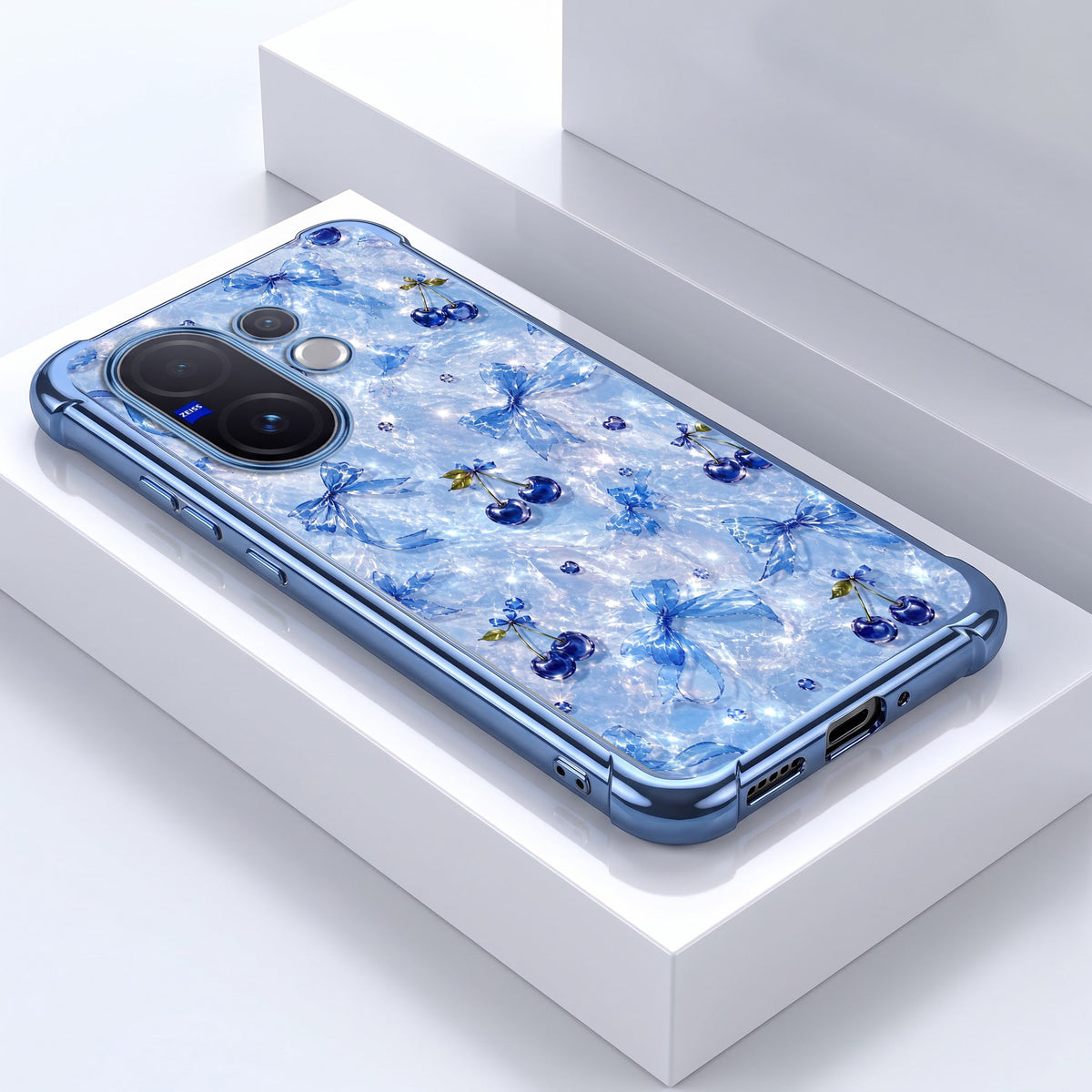 Vivo V60 5G Blue Cherry Airbags Printed Back Case