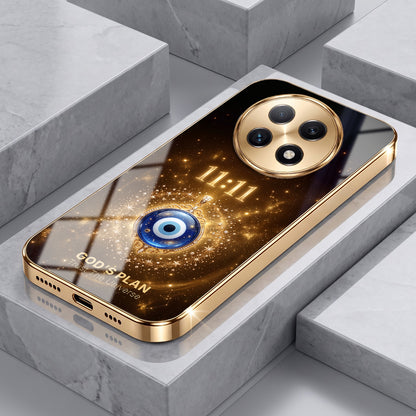 Oppo F29 Pro 5G God’s Plan Evil Eye Gold Electroplated Glass Phone Back Case