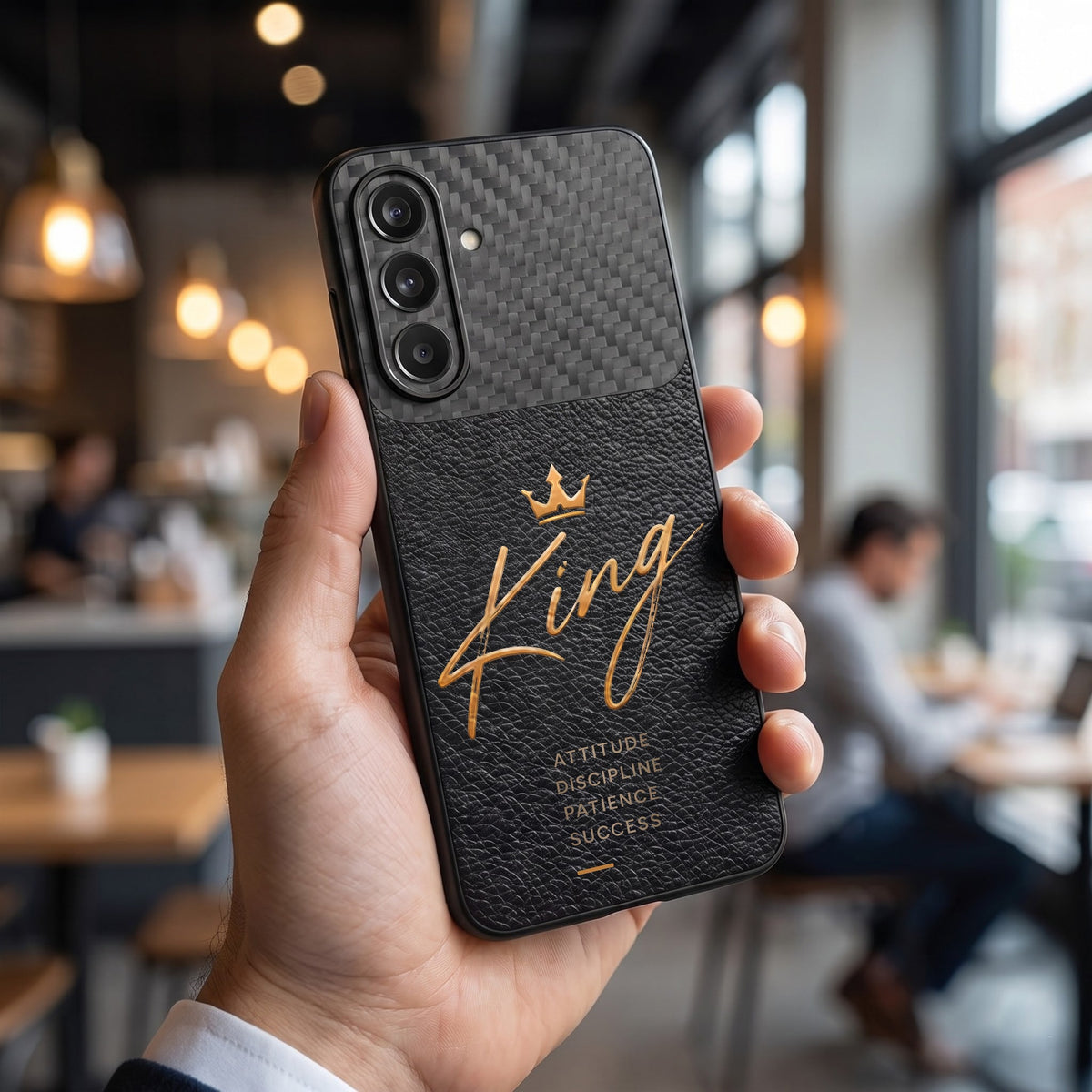 Samsung Galaxy A27 5G  King Carbon Fiber Leather Hybrid Back Case