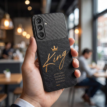 Samsung Galaxy A27 5G  King Carbon Fiber Leather Hybrid Back Case