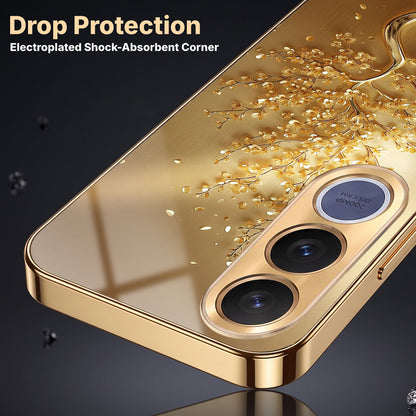 Vivo V70 FE 5G Golden Tree Gold Electroplated Glass Phone Back Case