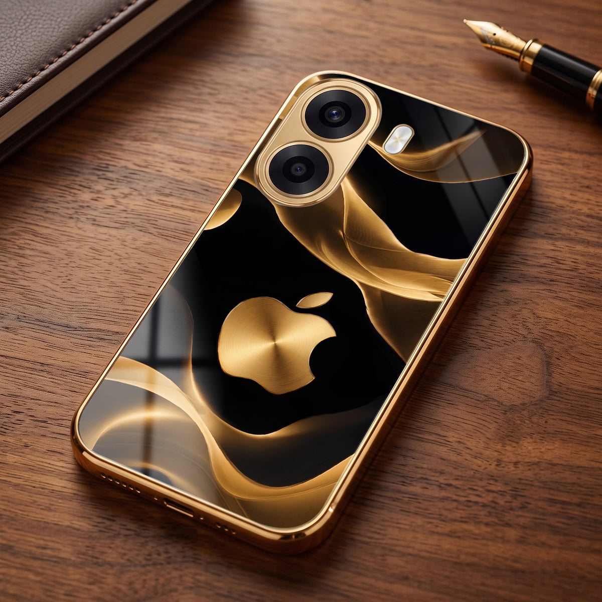 Oppo K14x 5G Luxury Wave Gold Electroplated Glass Phone Back Case