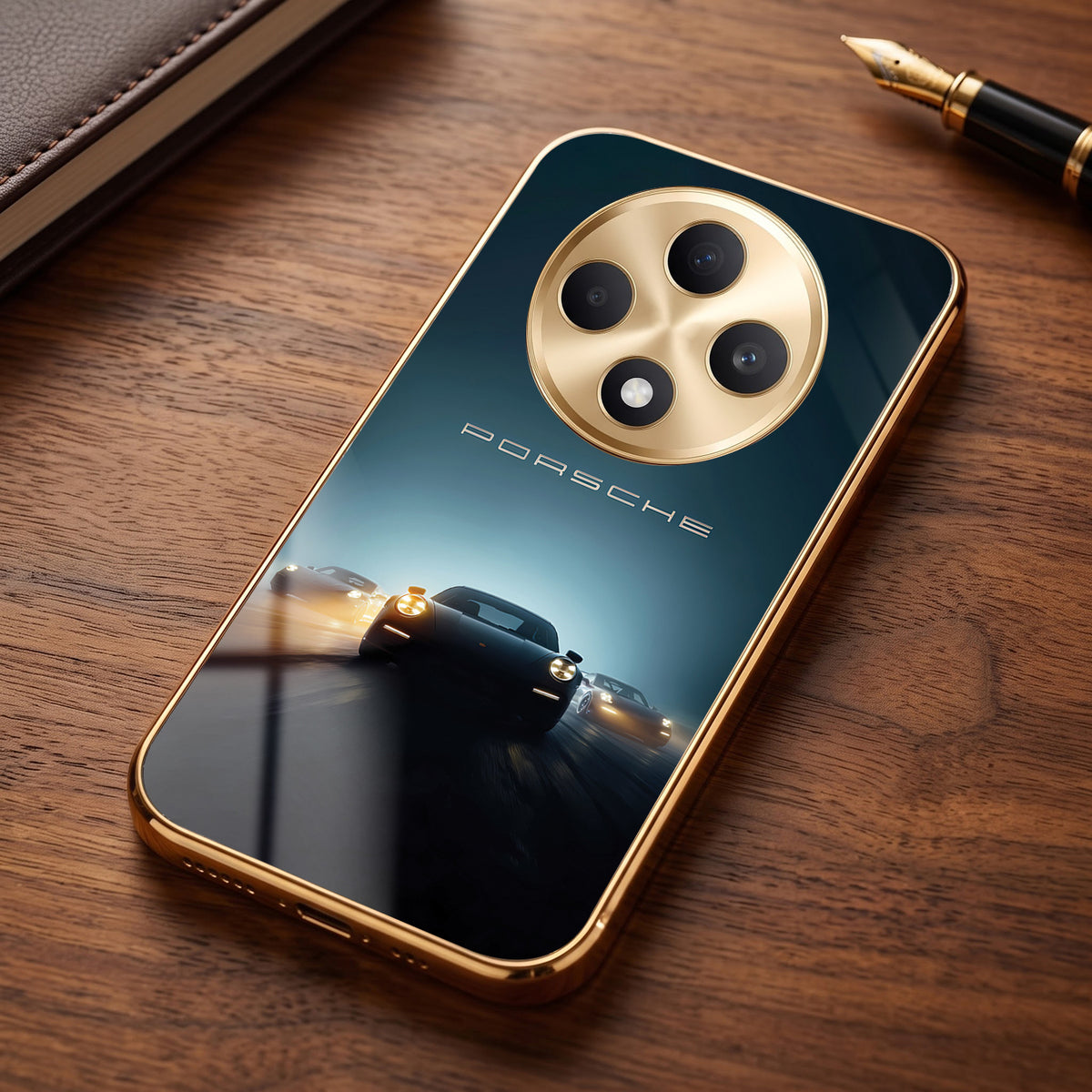 Oppo F27 5G Porsche Luxury Gold Electroplated Glass Phone Back Case