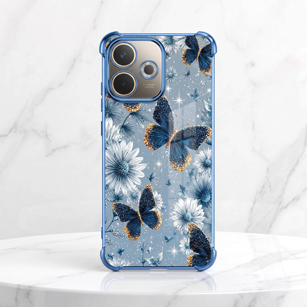 Oppo A5 Pro 5G Blue Butterfly Floral Airbags Printed Back Case