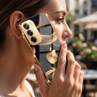 Oppo Reno 12 Pro 5G Luxury Wave Gold Electroplated Glass Phone Back Case