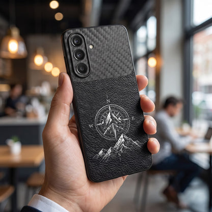 Samsung Galaxy A37 5G Compass Carbon Fiber Leather Hybrid Back Case