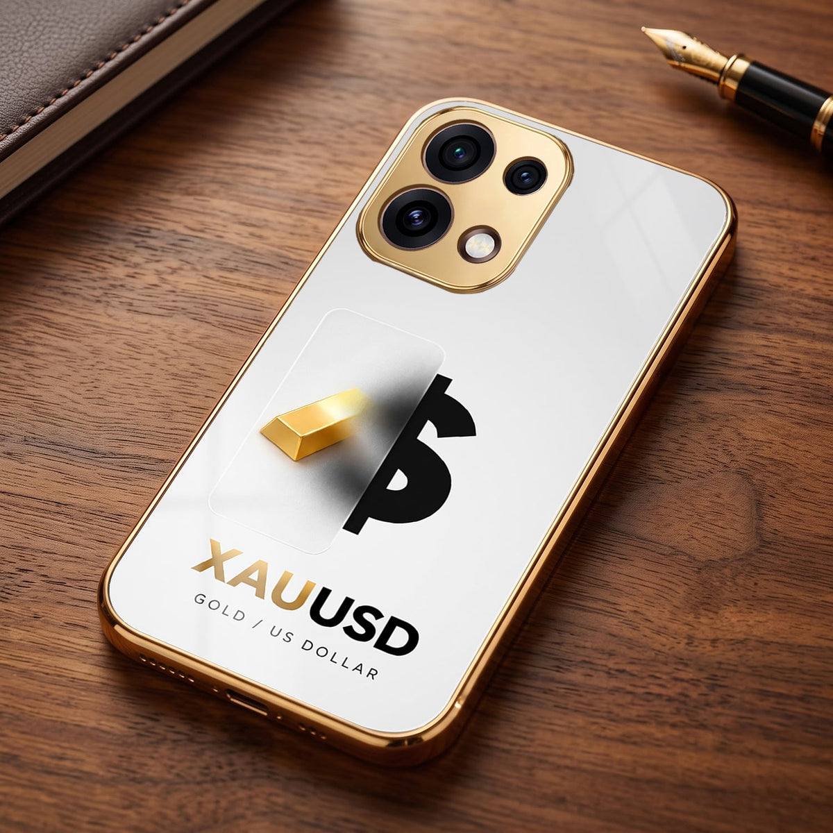 Oppo Reno 16C 5G Luxury XAU/USD Gold Electroplated Glass Phone Back Case