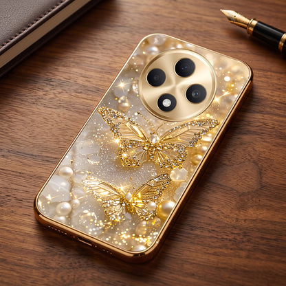 Oppo F27 Pro+ 5G Golden Butterfly Gold Electroplated Glass Phone Back Case