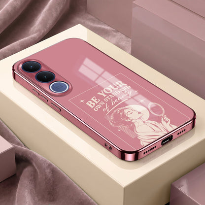 Vivo V70 FE 5G Luxury Aesthetic Girl Pink Electroplated Glass Phone Back Case