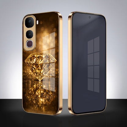 Vivo Y400 Pro 5G Golden Diamond Gold Electroplated Glass Phone Back Case