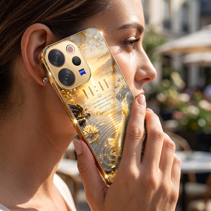 Vivo V70 5G 11:11 Manifestation Gold Electroplated Glass Phone Back Case