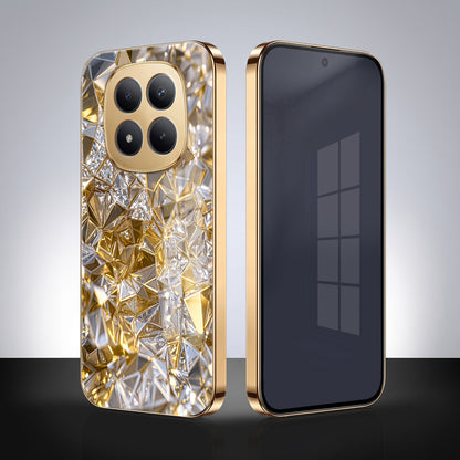 Redmi Note 15 Pro+ 5G White Diamond Shatter Gold Electroplated Glass Phone Back Case