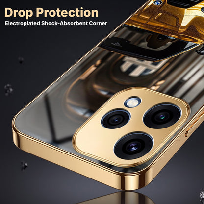 Oppo Reno 15 5G Golden BMW Gold Electroplated Glass Phone Back Case