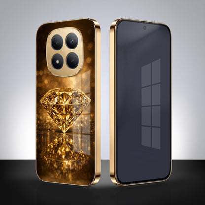 Redmi Note 15 Pro+ 5G Golden Diamond Gold Electroplated Glass Phone Back Case