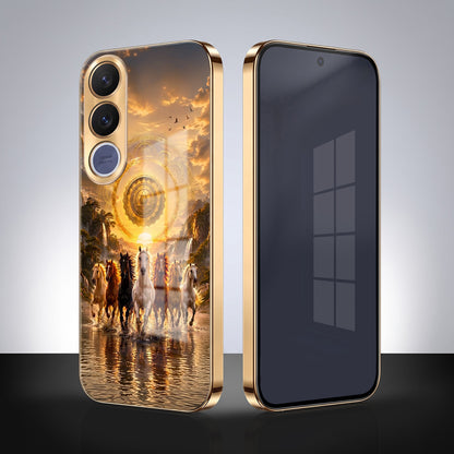Vivo V70 FE 5G Celestial Seven Horses Gold Electroplated Glass Phone Back Case