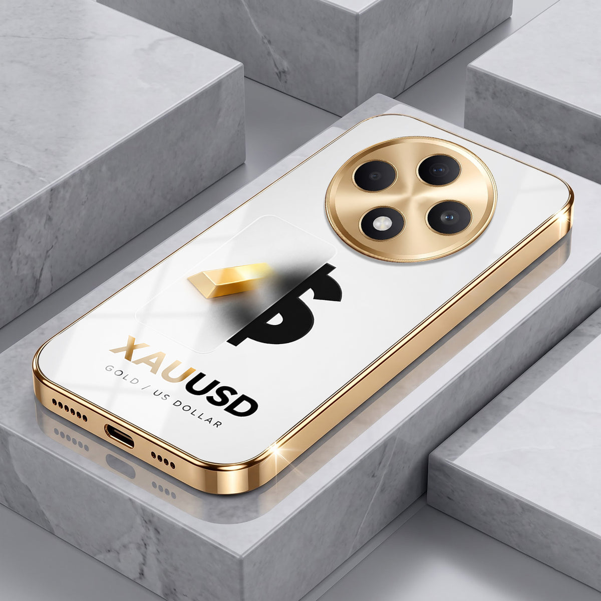 Oppo F27 5G Luxury XAU/USD Gold Electroplated Glass Phone Back Case