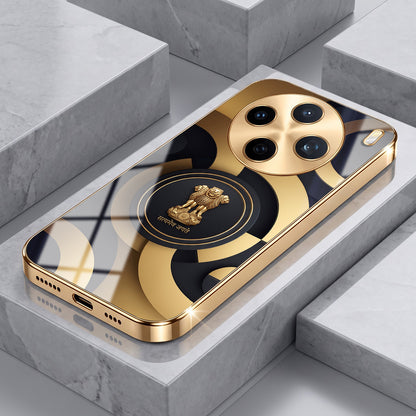 Vivo X200T 5G Royal Emblem Gold Electroplated Glass Phone Back Case