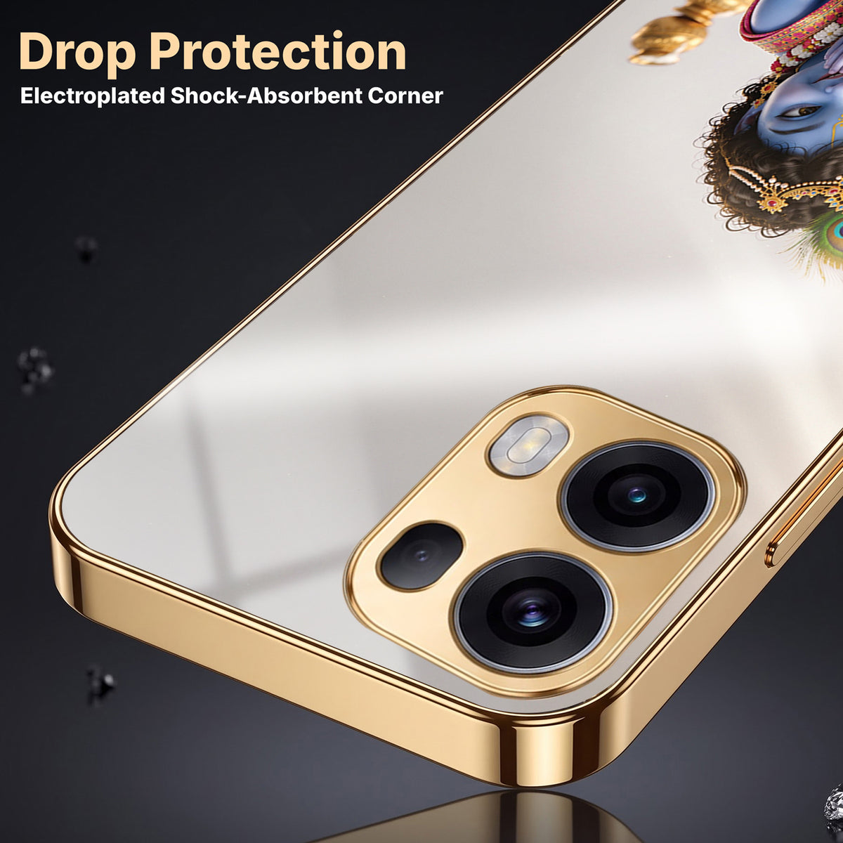 Oppo Reno 13 Pro 5G Bal Krishna Blessings Gold Electroplated Glass Phone Back Case