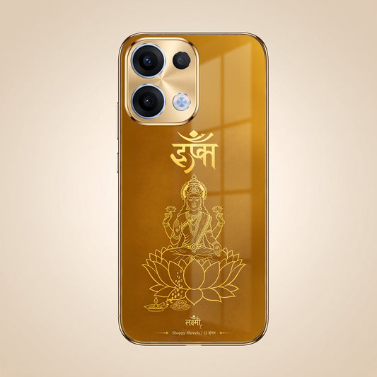 Oppo Reno 13 5G Shree Lakshmi Divine Gold Electroplated Glass Phone Back Case